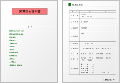 開業計画提案書イメージ